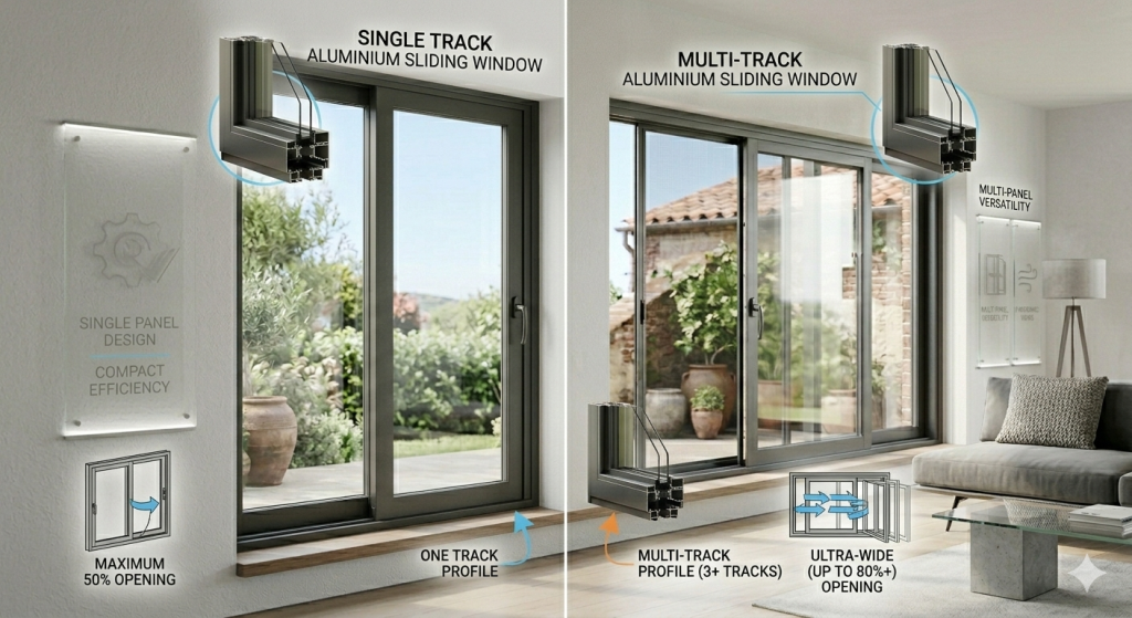 Key​‍​‌‍​‍‌​‍​‌‍​‍‌ Differences Between Single Track and Multi-Track Aluminium Sliding Windows