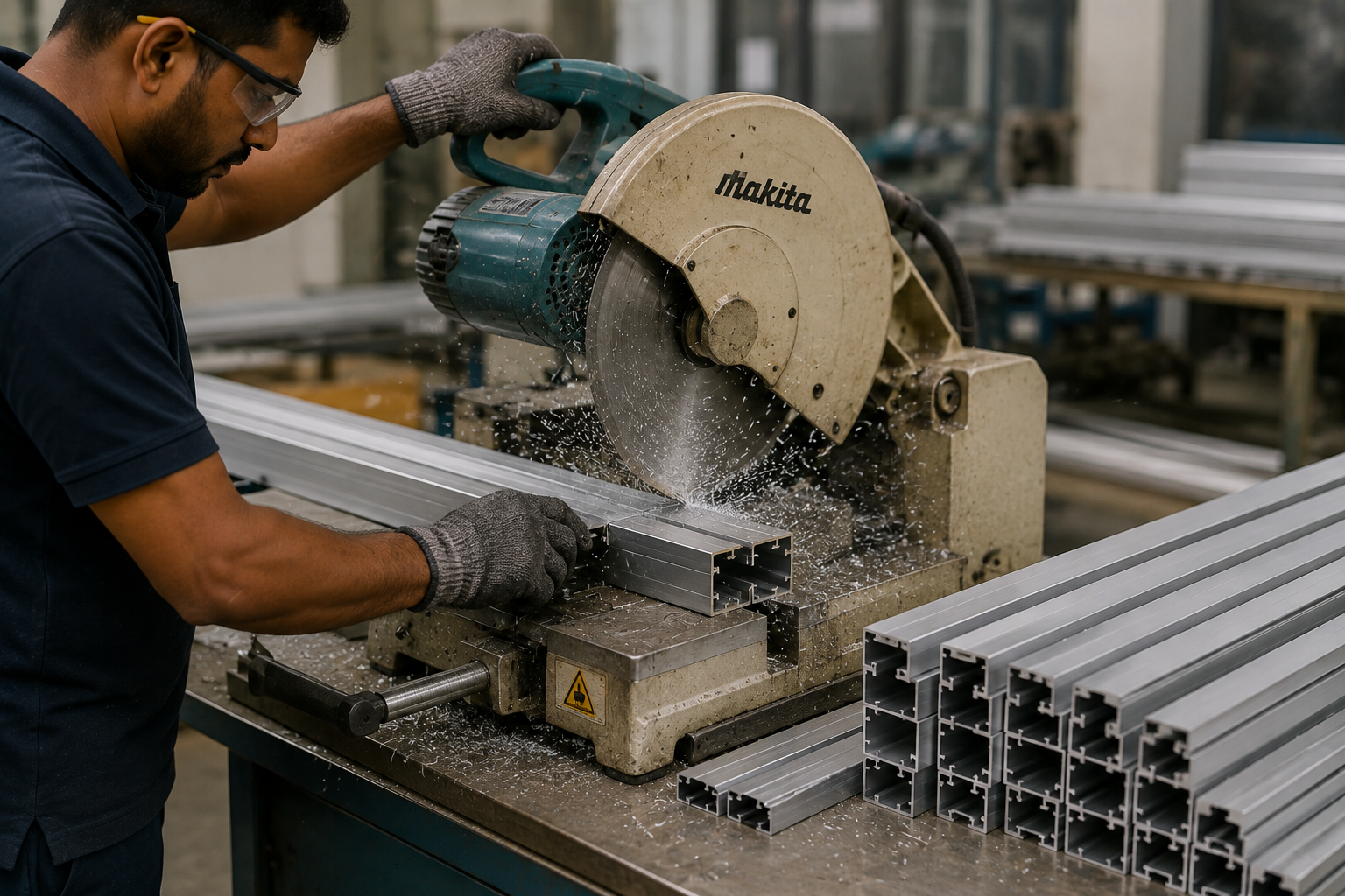 Cutting the Aluminium Sections