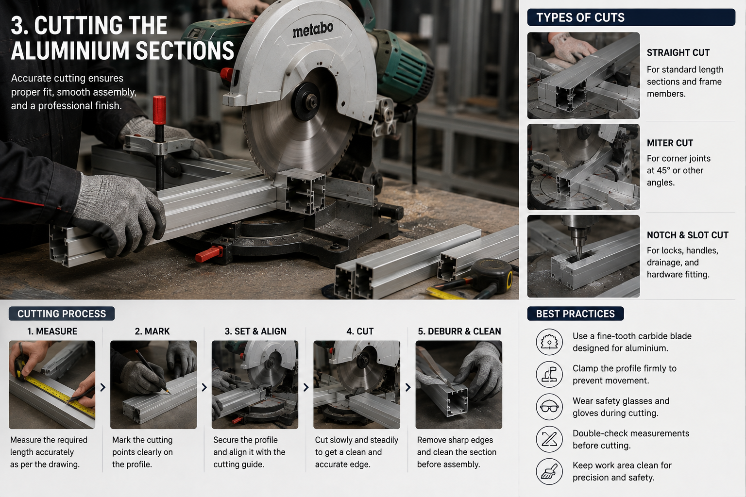 Cutting the Aluminium Sections