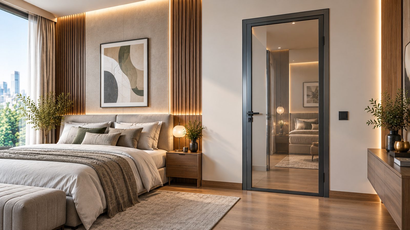 Aluminium and Glass Bedroom Door
