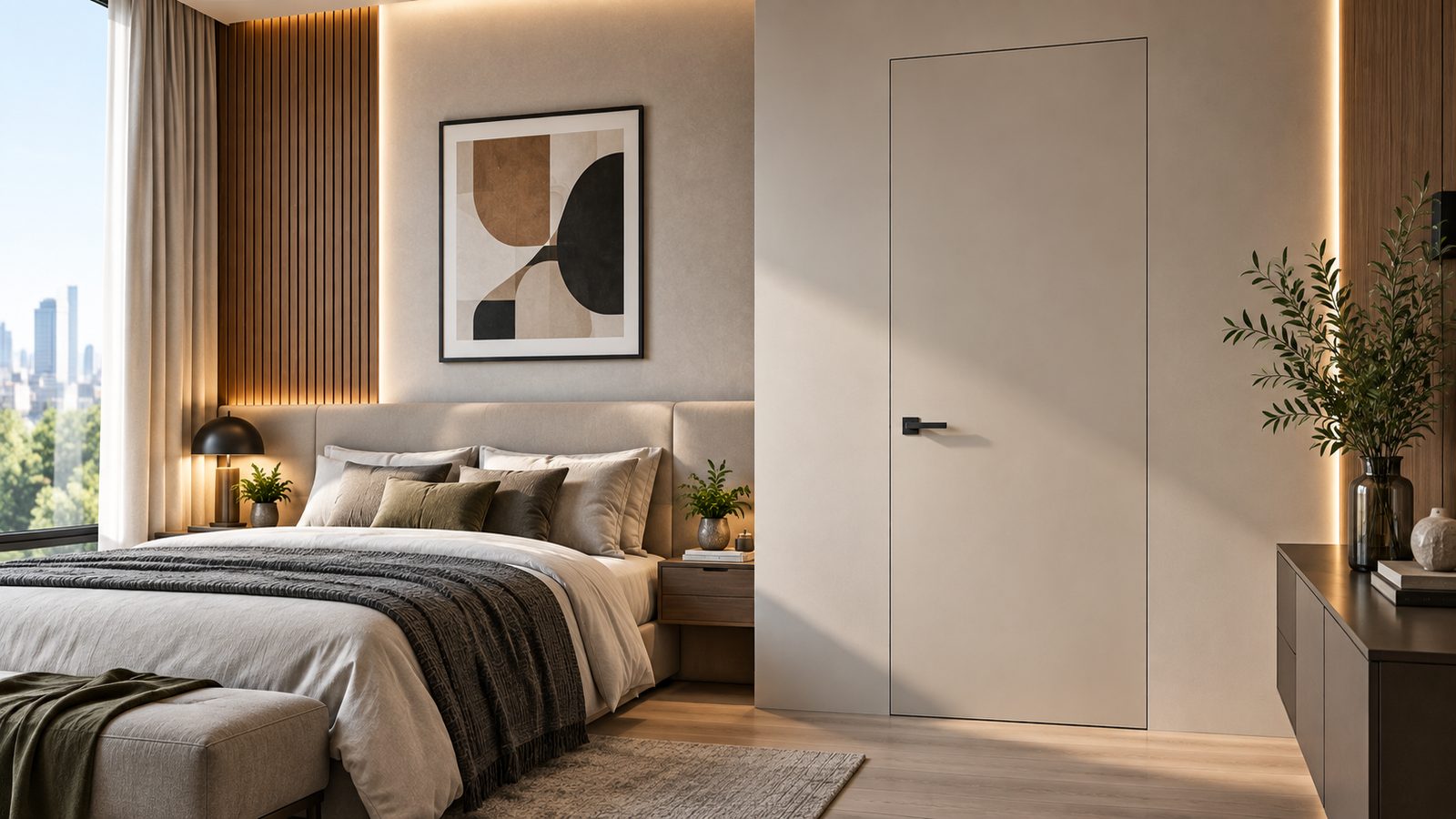 Bedroom Door with Concealed Frame