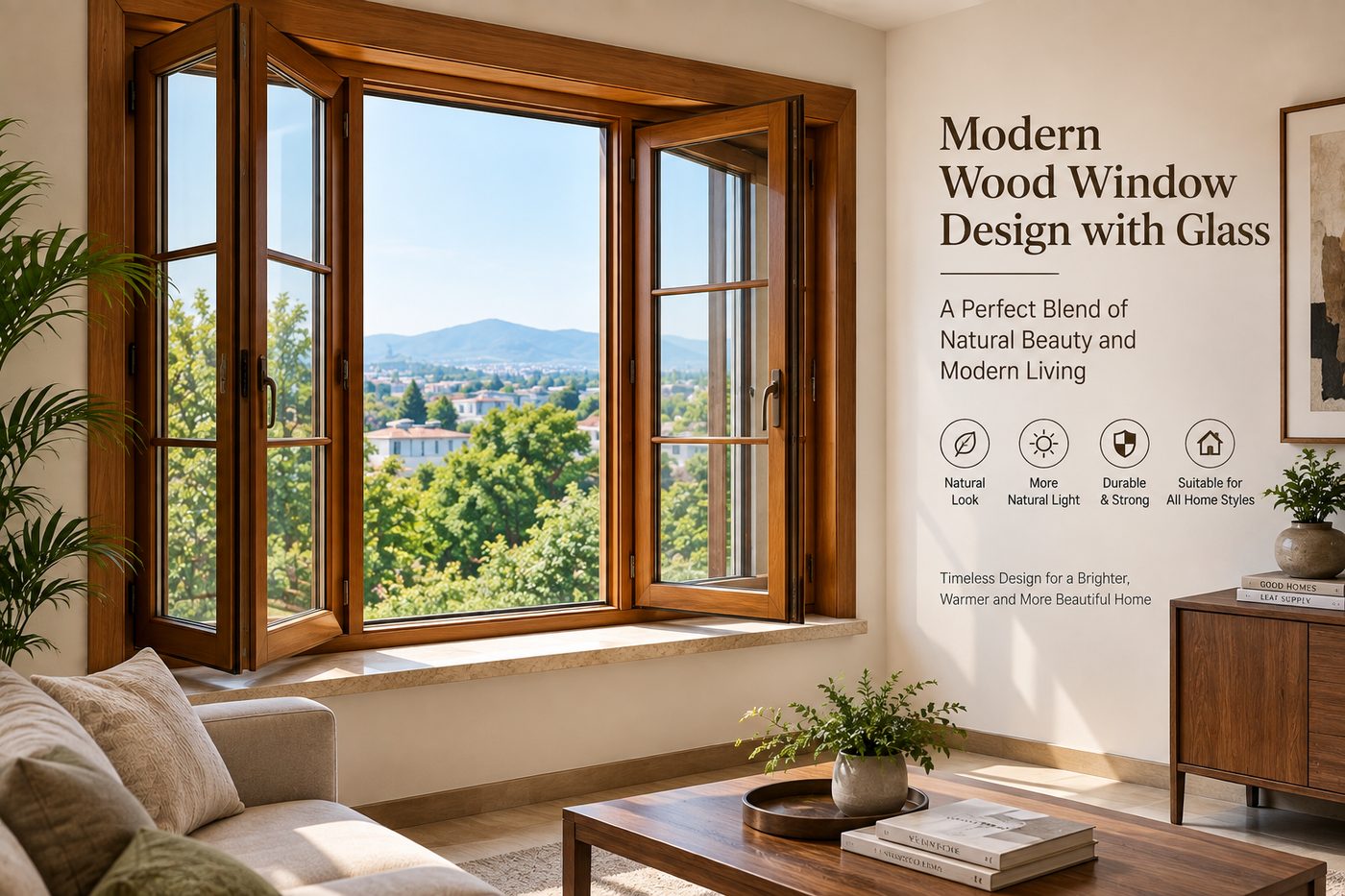 Modern Wood Window Design with Glass
