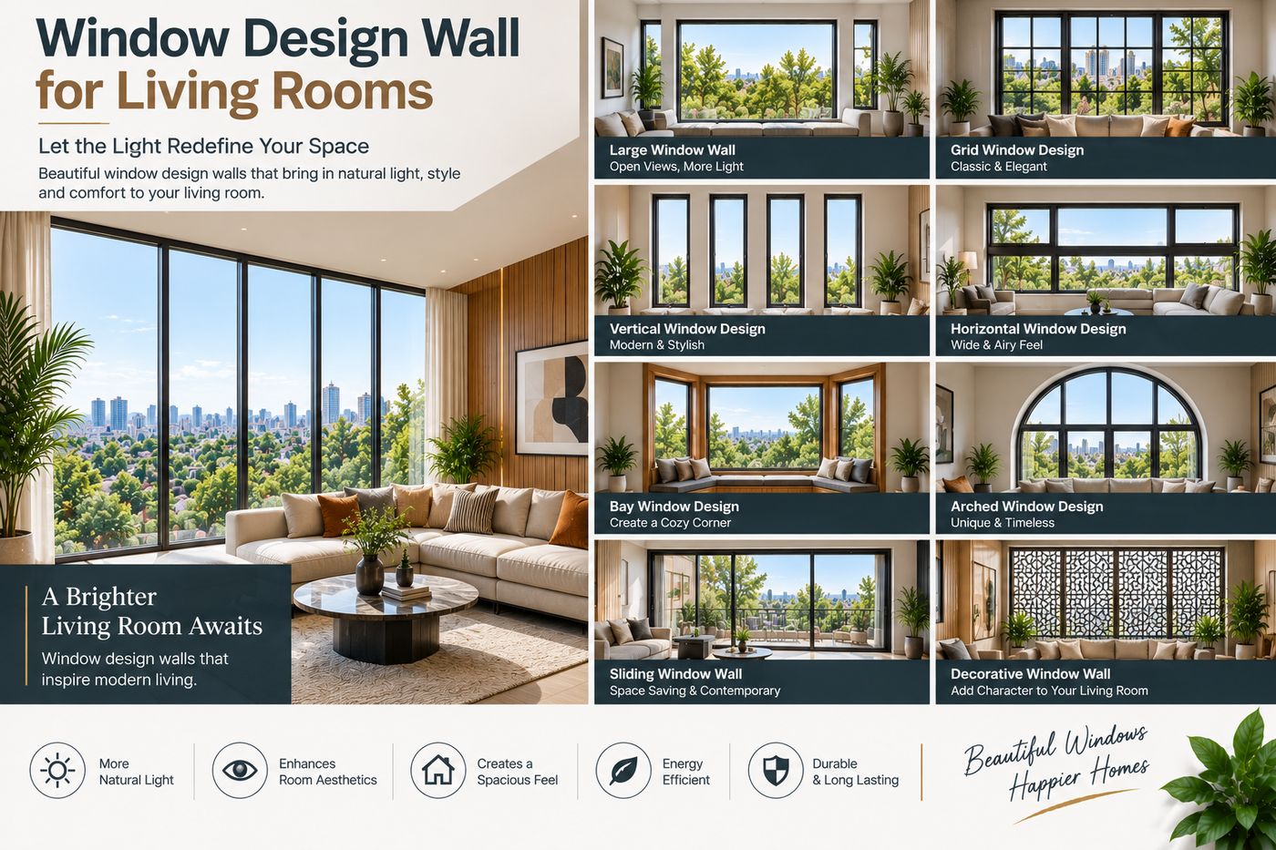 Window Design Wall for Living Rooms