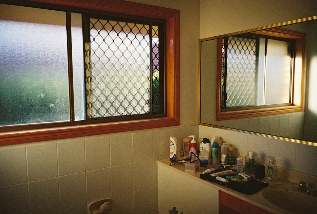 Bathroom aluminium window with natural light