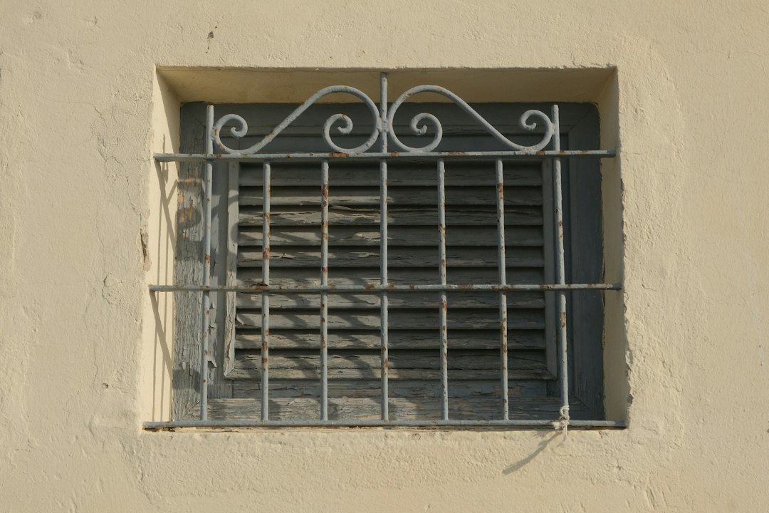 Window with simple vertical grill bars